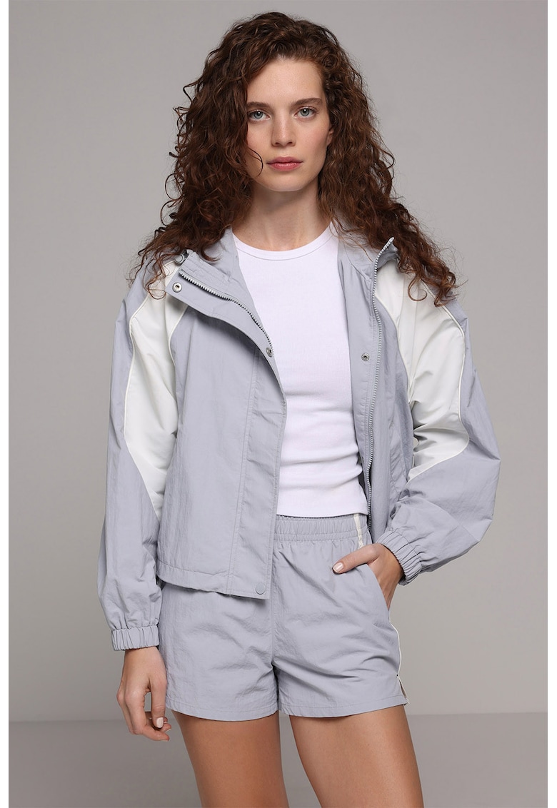 Jacheta regular fit cu gluga - Alb/Albastru deschis