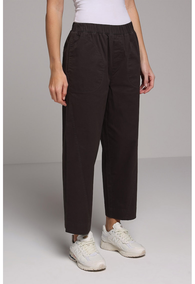 Pantaloni drepti de bumbac - Negru carbon