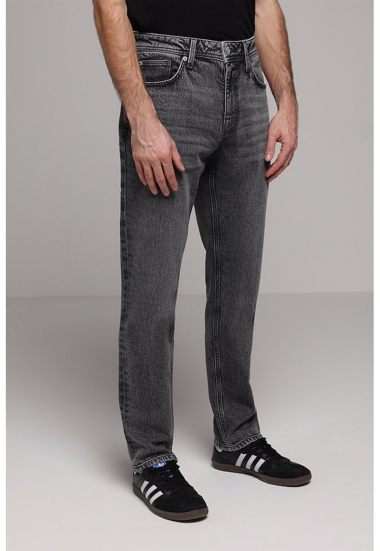 Blugi slim fit cu talie medie - Gri inchis melange