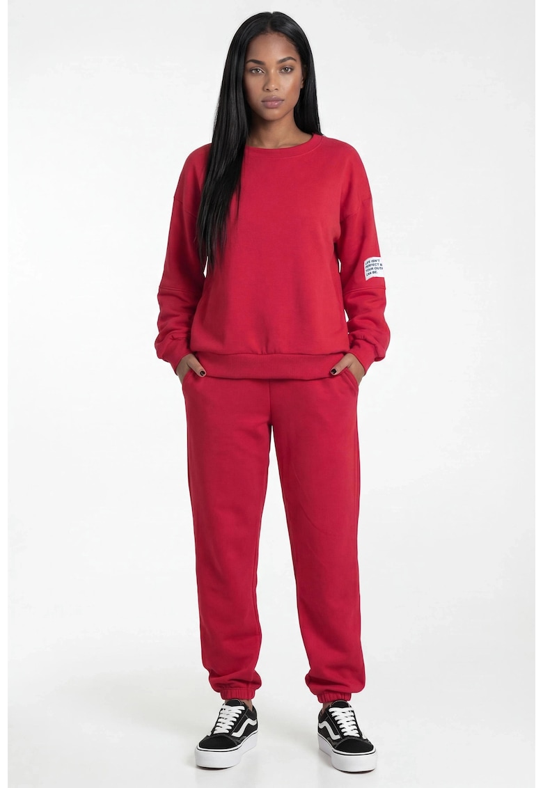 Trening dama 2 piese - rosu - croiala regular - stil sport - viscoza