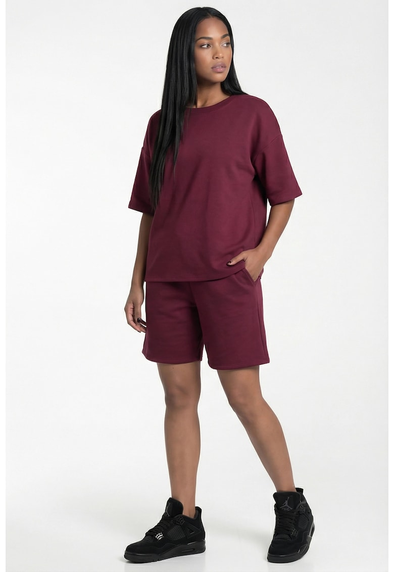 Set casual dama M1306 - bordeaux - material elastic - stil urban