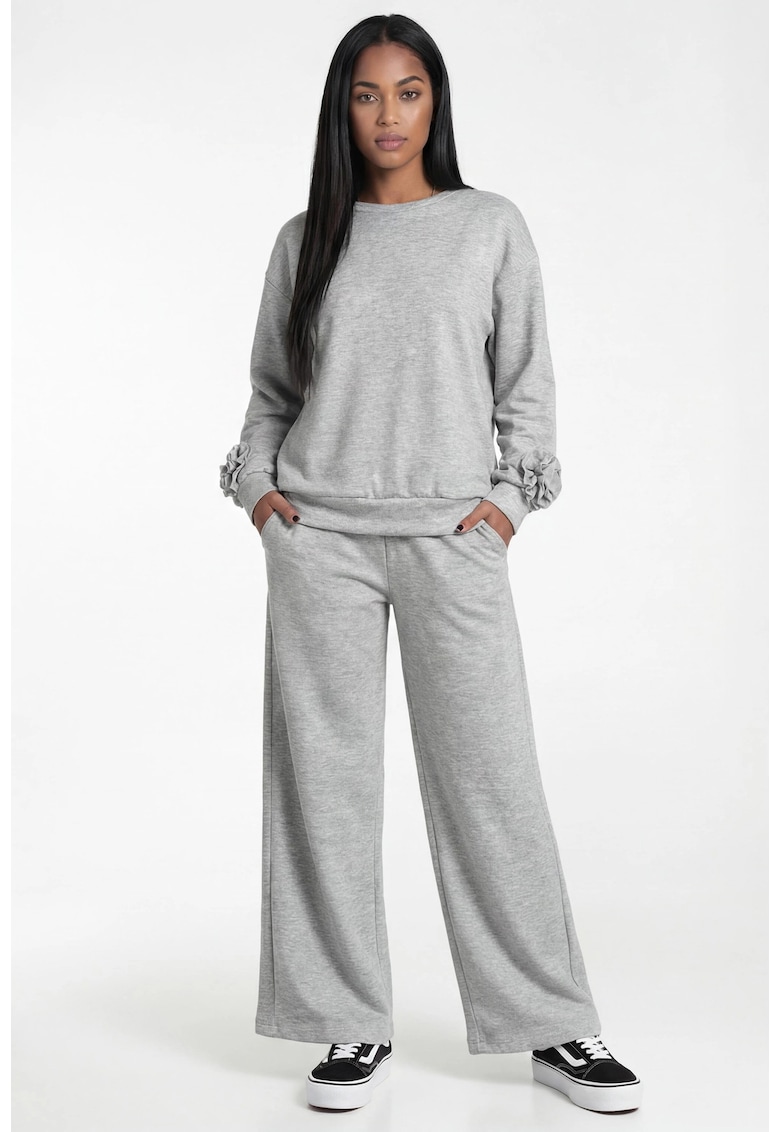 Trening dama M1316 - gri - croiala clasica - bluza cu decolteu rotund - pantaloni cu talie elastica