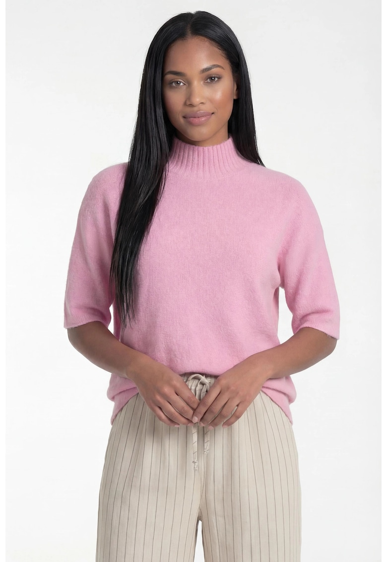 Pulover dama - M1324 - croiala lejera - guler inalt - roz