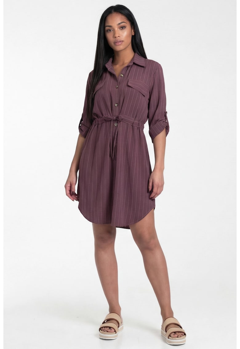 Rochie model M1325 - violet - croiala dreapta - maneca 3/4 - curea in talie