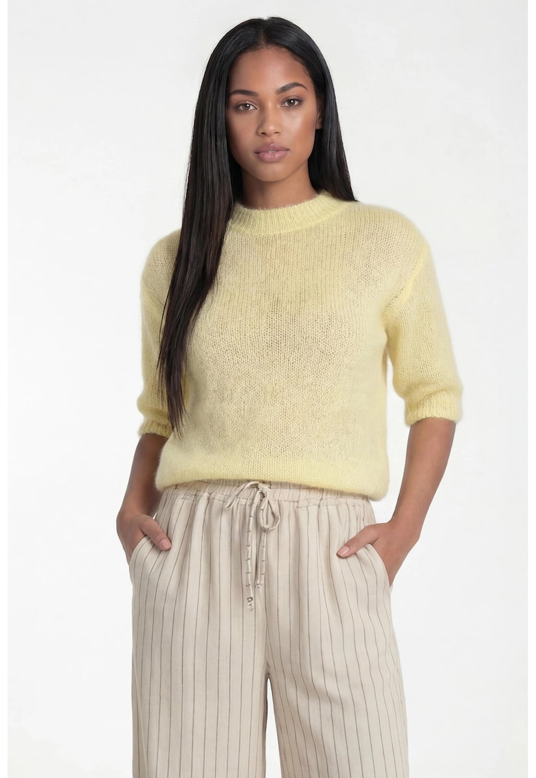 Pulover dama - M1329 - galben - croiala regular - mohair