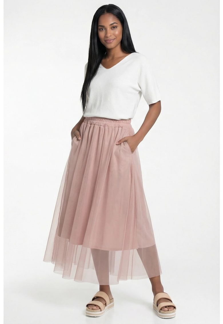 Pulover dama M1319 - alb - croiala clasica - decolteu in V - maneca scurta - viscoza