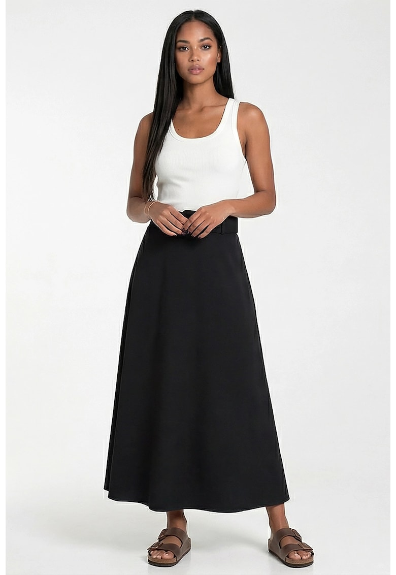 Fusta maxi neagra - croiala evazata - talie inalta - viscoza
