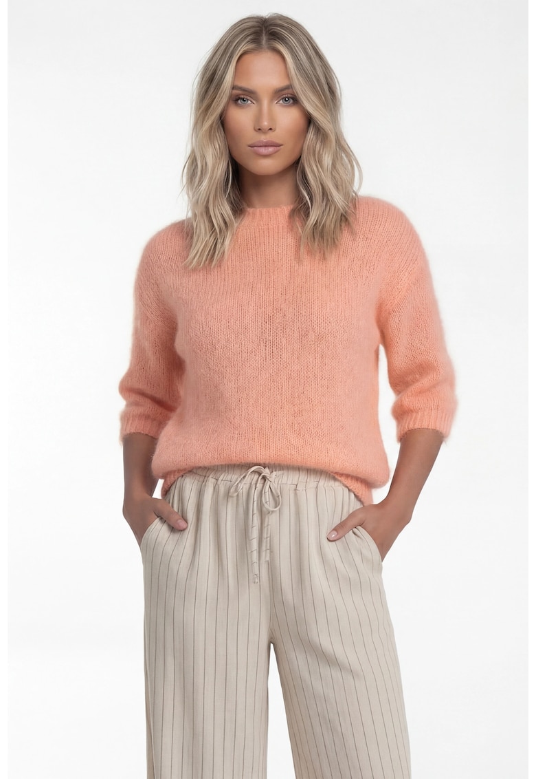 Pulover dama M1329 - portocaliu - croiala regular - mohair