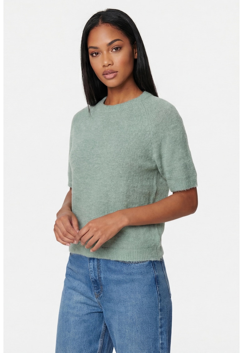 Pulover dama M1320 - verde - croiala clasica - maneca scurta