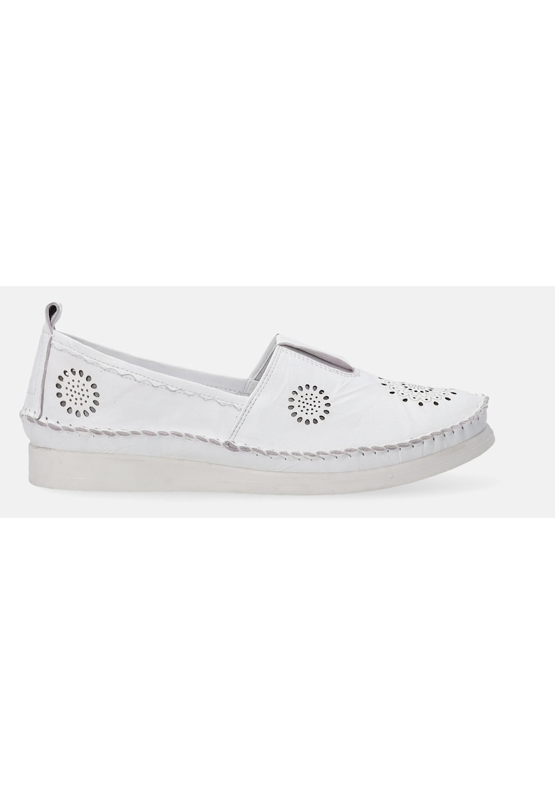 Pantofi slip-on din piele cu model floral