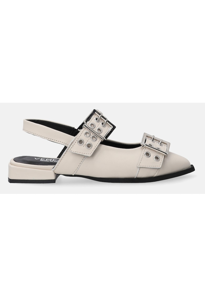 Balerini slingback din piele cu catarame