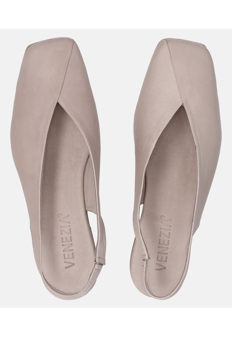 Balerini slingback din piele - cu varf patrat