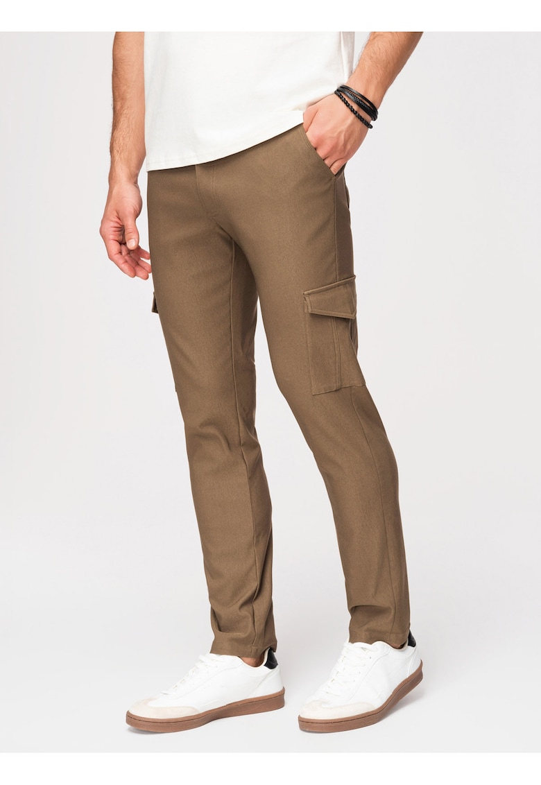 Pantaloni Cargo Barbati - Croiala Regular - Material Elastdwqfwqic - Inchis - Verde masliniu