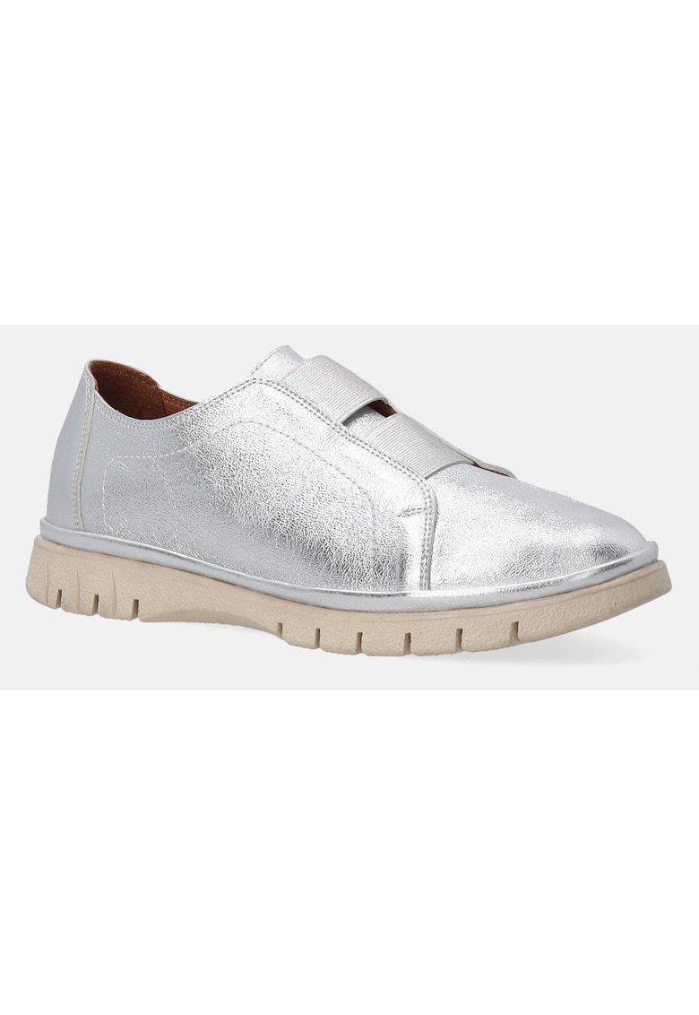 Pantofi sport din piele cu design slip-on si aspect metalizat