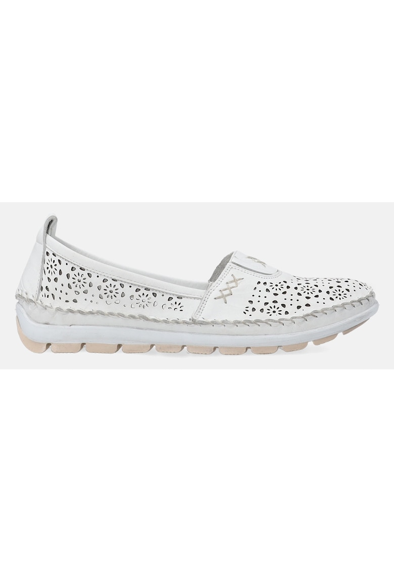 Pantofi loafer uni din piele cu model perforat