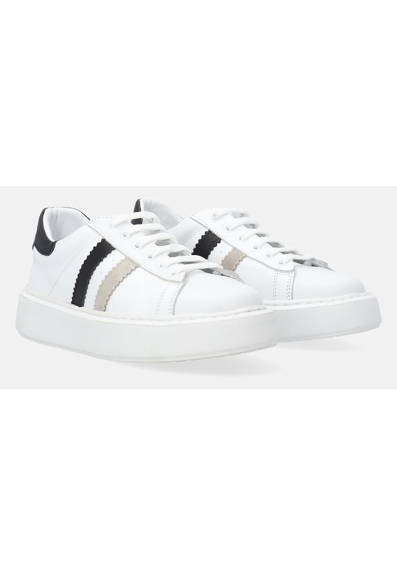 Pantofi Sport din piele cu aplicatii si talpa inalta