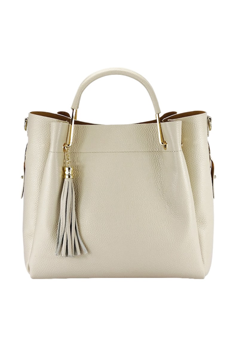 Geanta bej taupe din piele naturala Ariana 123 Bej inchis - Crem - 33x30x13