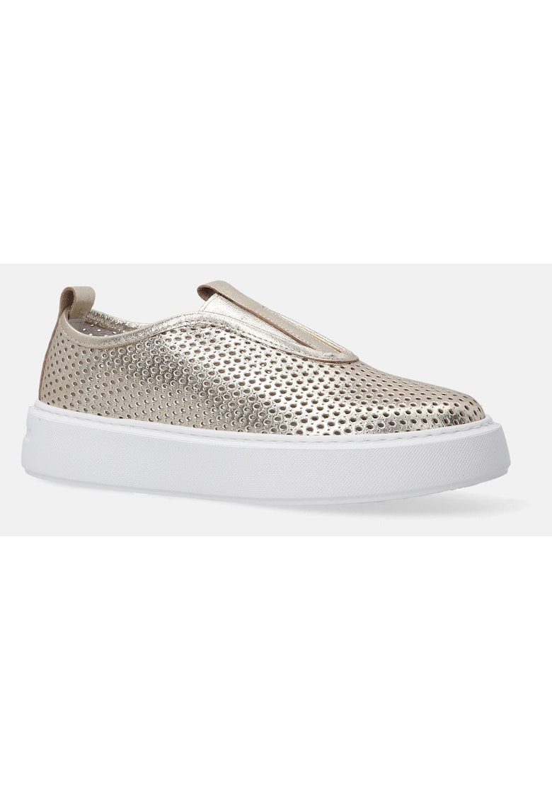 Pantofi sport slip on cu talpa inalta si perforatii decorative