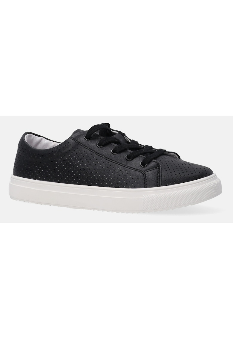 Pantofi sport din piele cu perforatii si brant din piele