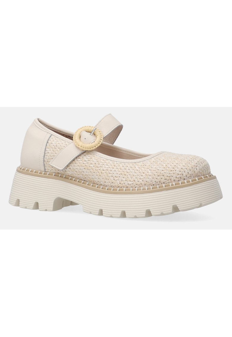 Pantofi Mary Jane din material textil cu talpa masiva