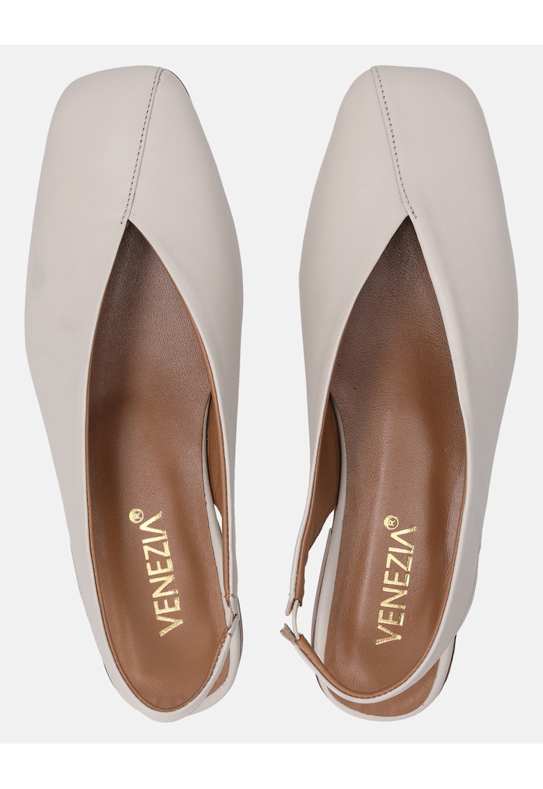 Balerini slingback din piele cu varf patrat