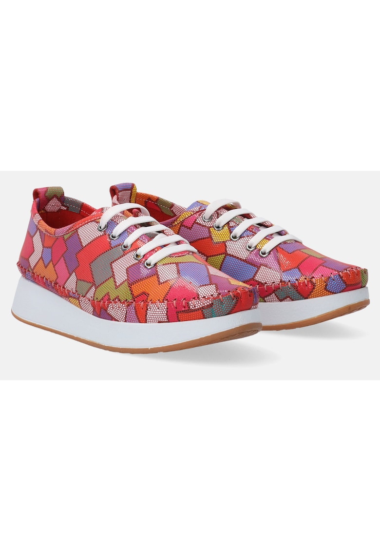 Pantofi sport cu imprimeu geometric si talpa wedge