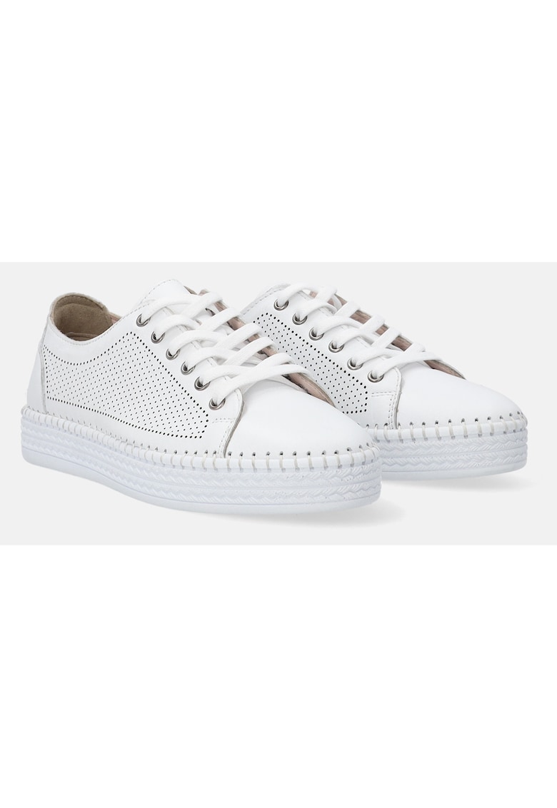 Pantofi sport din piele cu perforatii si sireturi