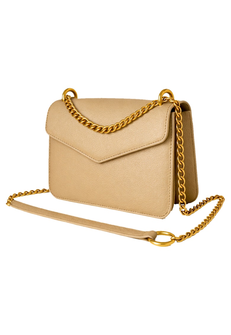 Geanta crossbody din piele naturala texturata Moons - Auriu