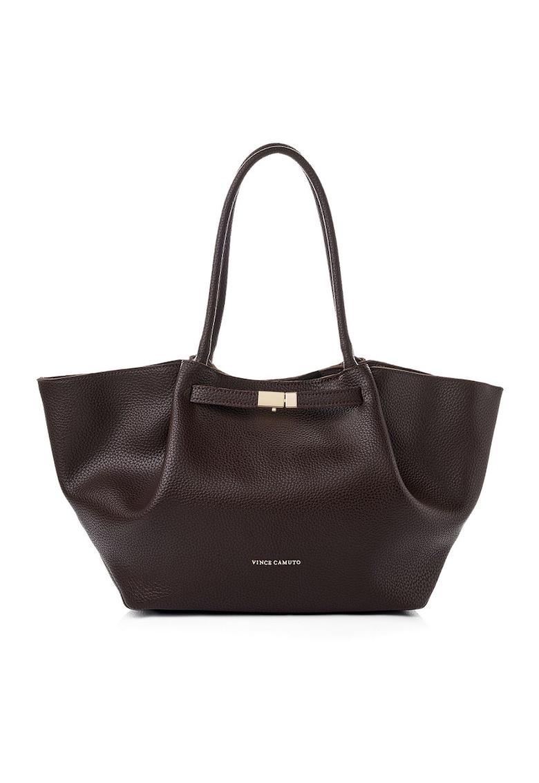 Geanta tote de piele ecologica - Maro inchis - 27x52x13