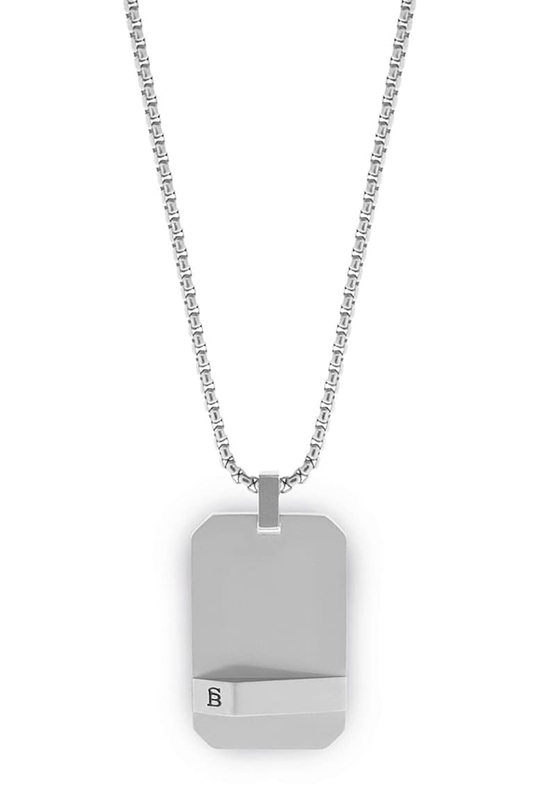 Colier de otel inoxodabil cu lant si pandantiv - Argintiu