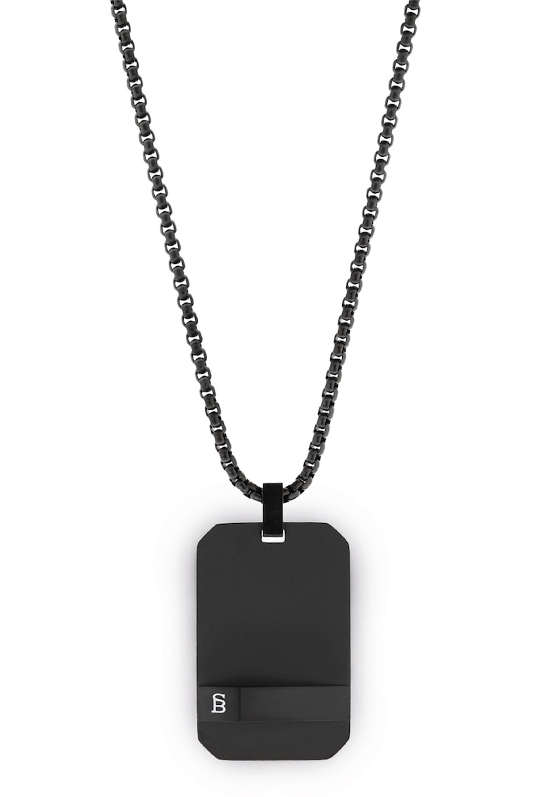 Colier de otel inoxodabil din lant cu pandantiv - Negru