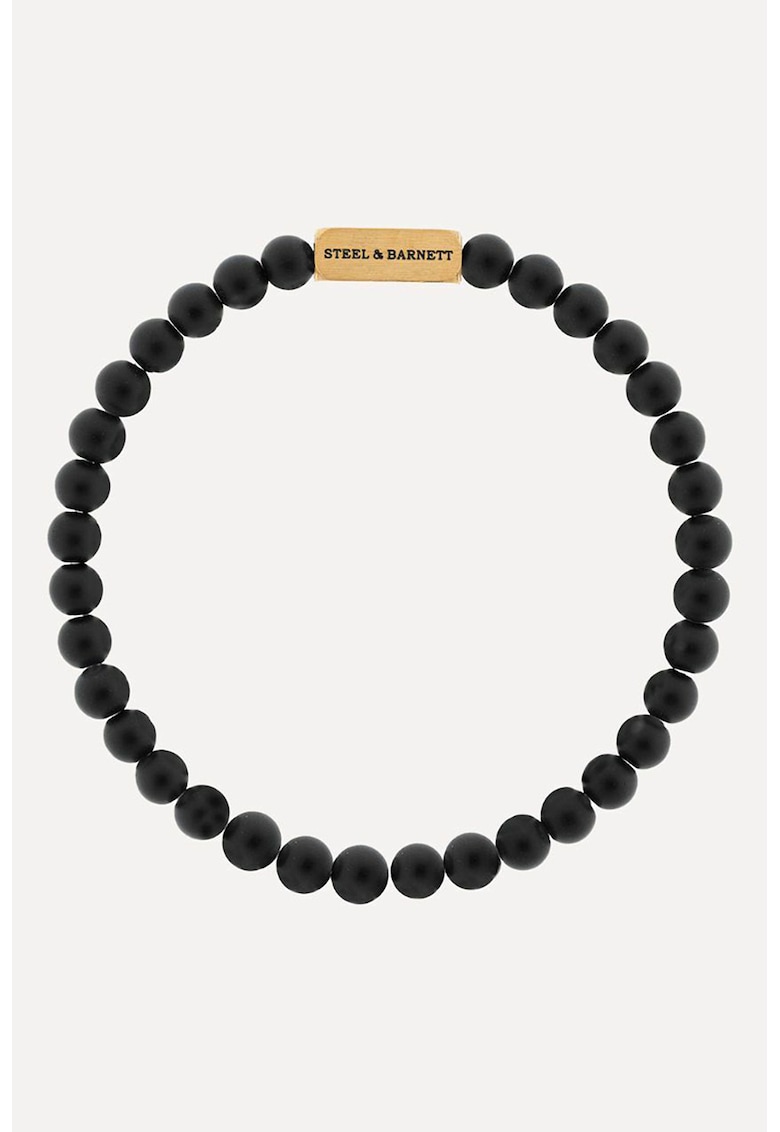 Bratara cu onix si inchidere placata cu 18K - Auriu/Negru