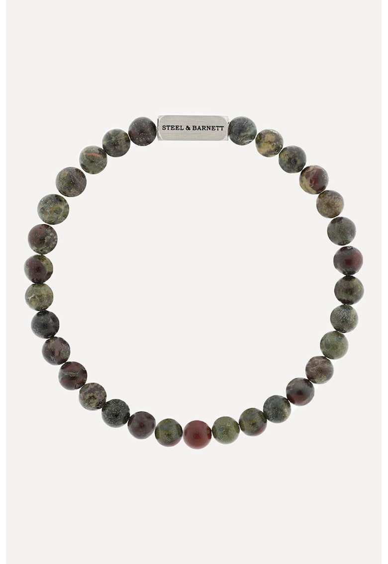 Bratara de piele cu cinabru - Verde masliniu inchis/Gri inchis