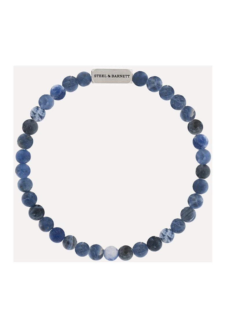 Bratara cu pietre semipretioase si logo gravat - Albastru