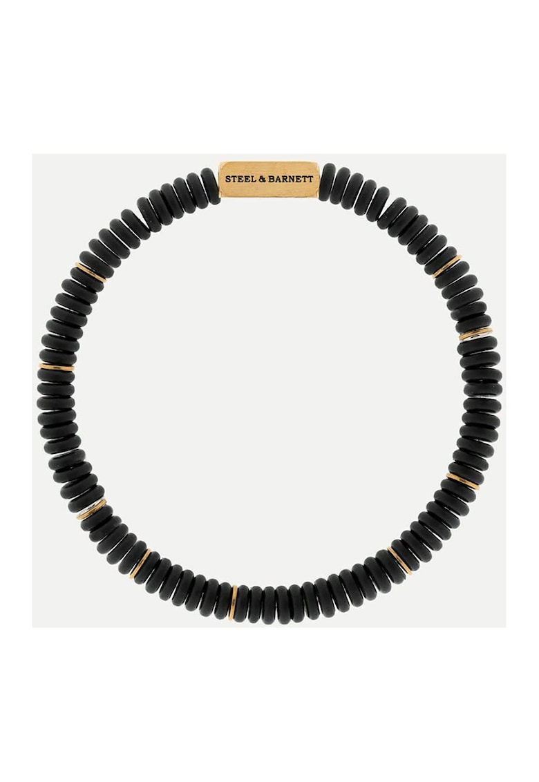 Bratara din otel inoxidabil decorata cu pietre semipretioase 316L - Auriu/Negru