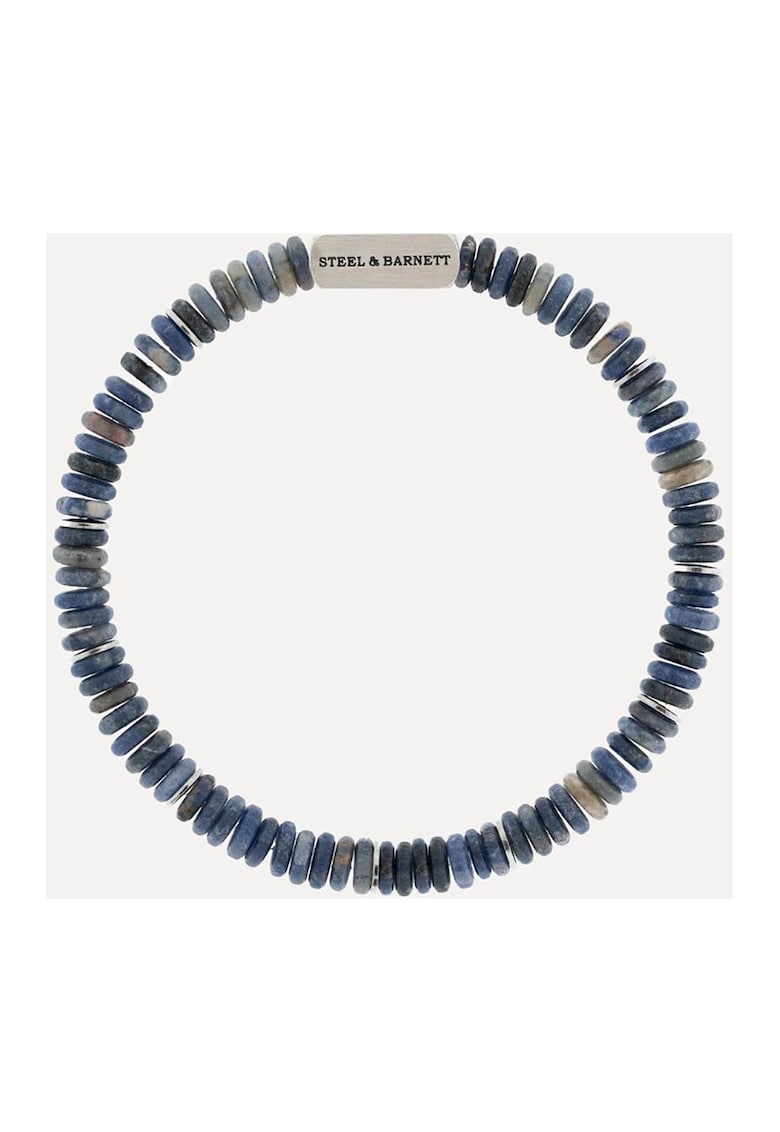 Bratara din otel inoxidabil decorata cu pietre semipretioase 316L - Grej/Albastru