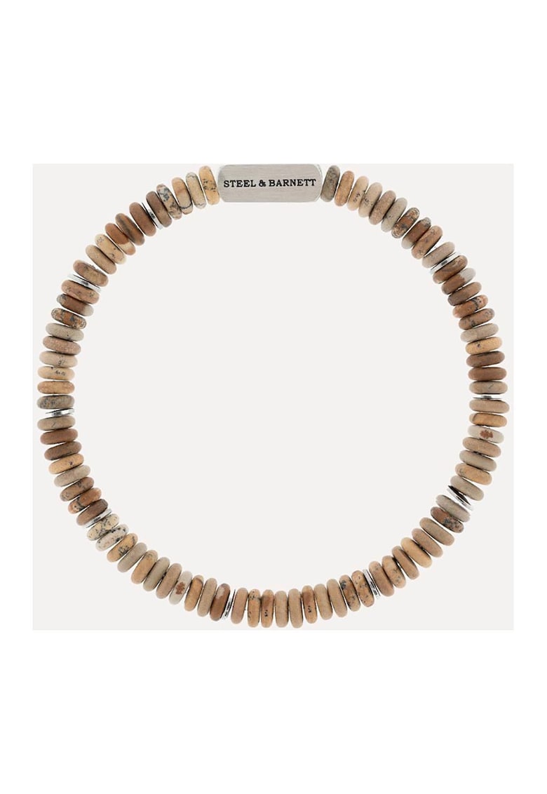 Bratara elastica decorata cu pietre pretioase Jasper - Maro nisip