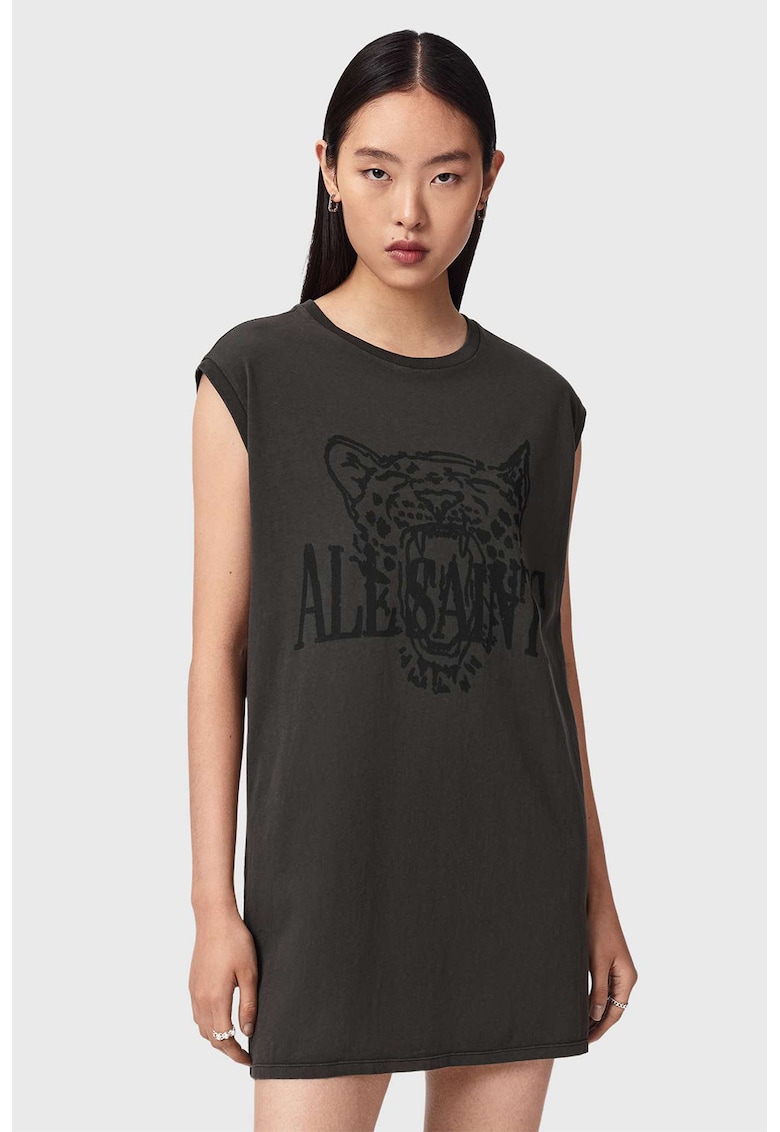 Rochie-tricou lejer cu logo - Negru antracit