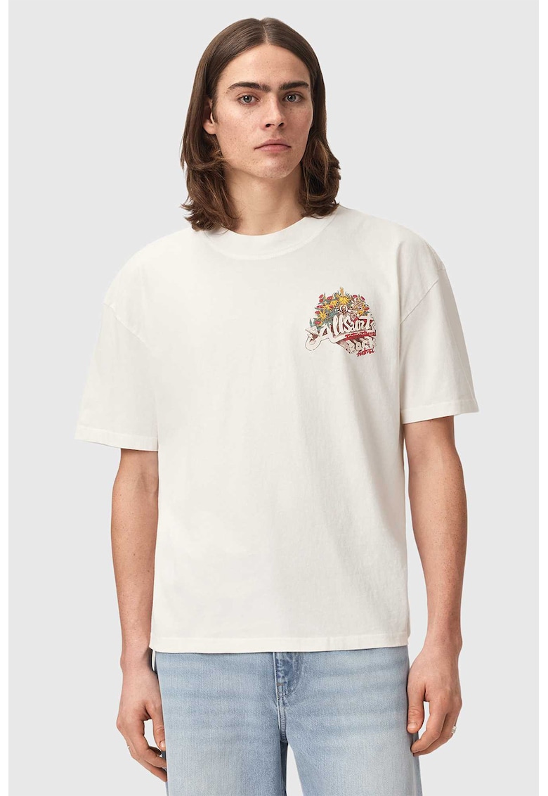 Tricou supradimensionat cu imprimeu - Rosu vermillion/Bej deschis
