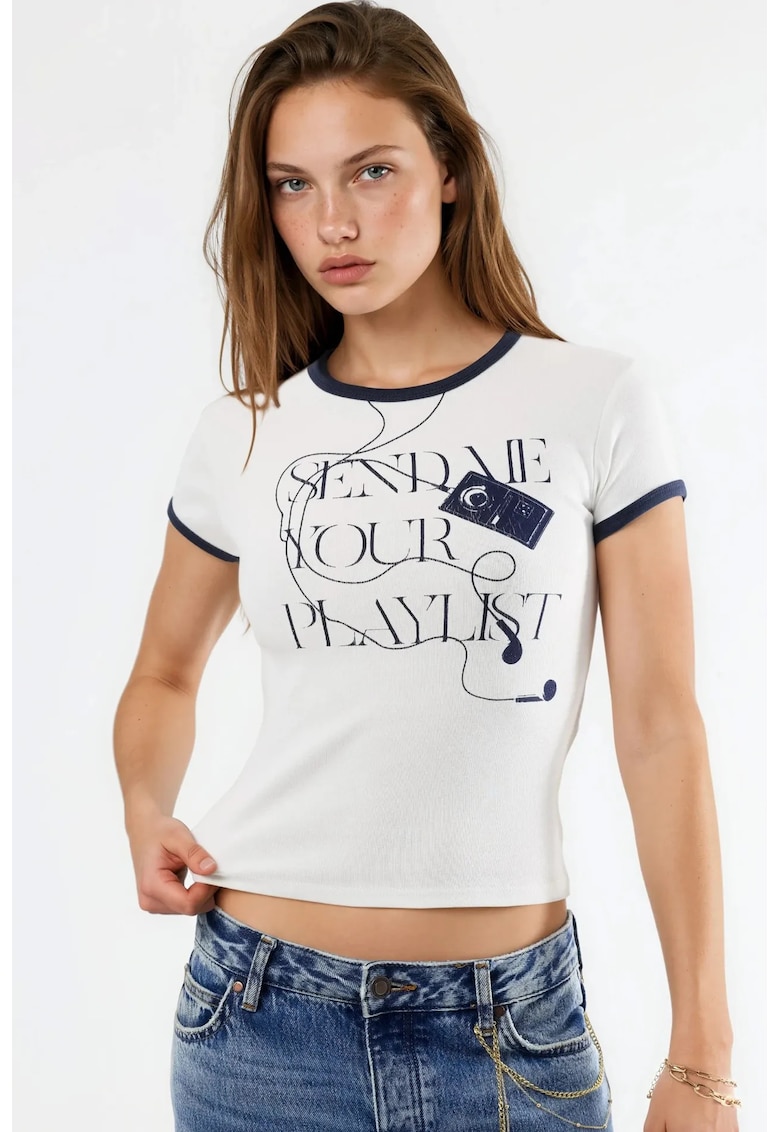Tricou dama cu scris - alb