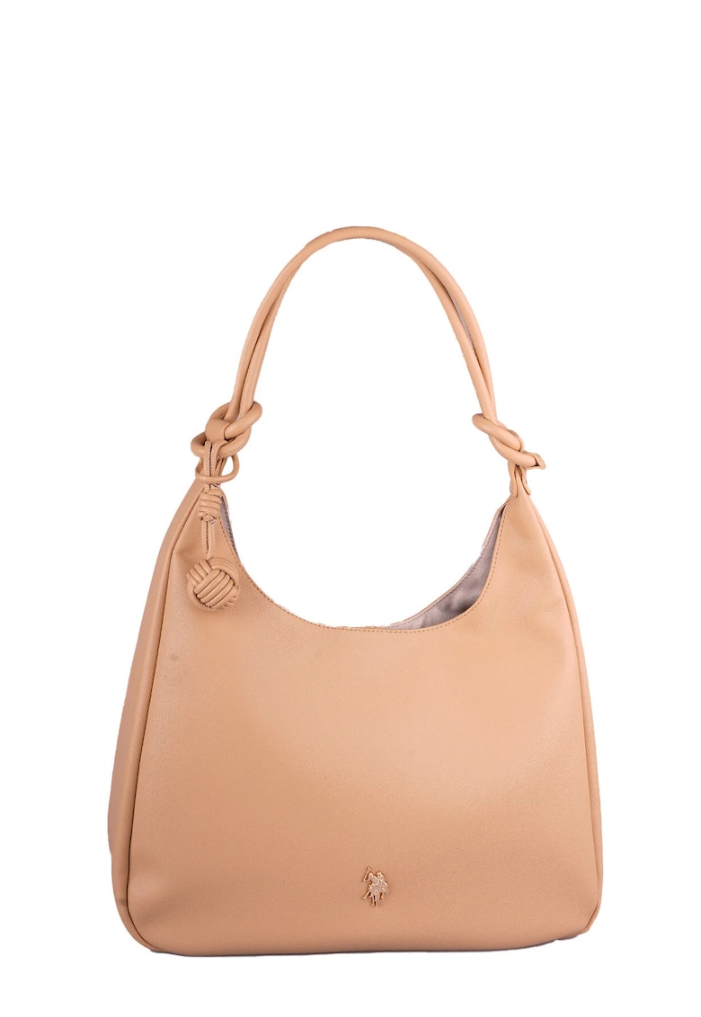 Geanta tip hobo din piele ecologica - Maro nisip - 35x38x12