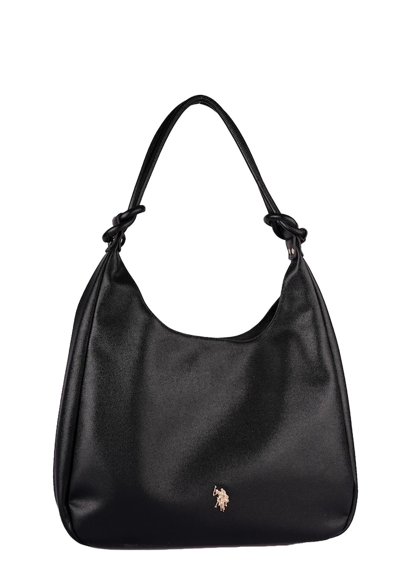 Geanta tip hobo din piele ecologica - Negru - 35x38x12