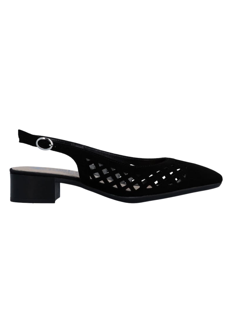 Pantofi casual - dama - ANTISTRESS - 43457-00 negru - piele intoarsa - cu toc - Negru