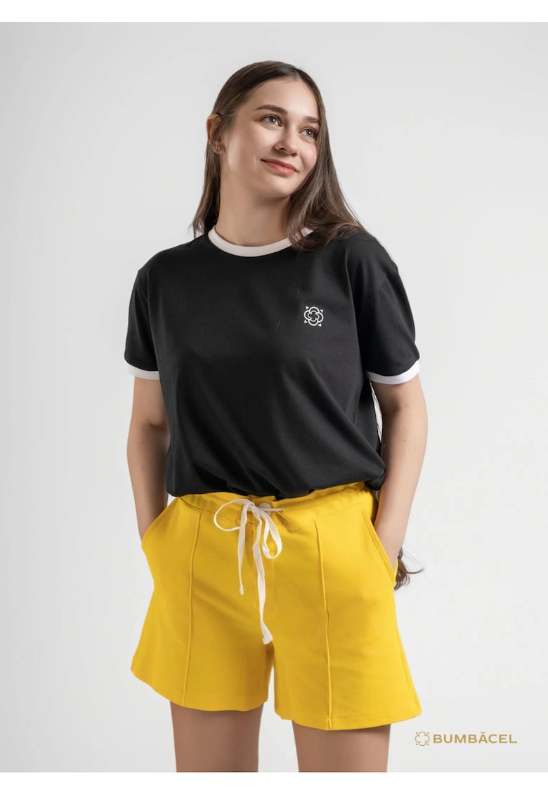 Pantaloni scurti dame - Bumbacel - bumbac - galben -
