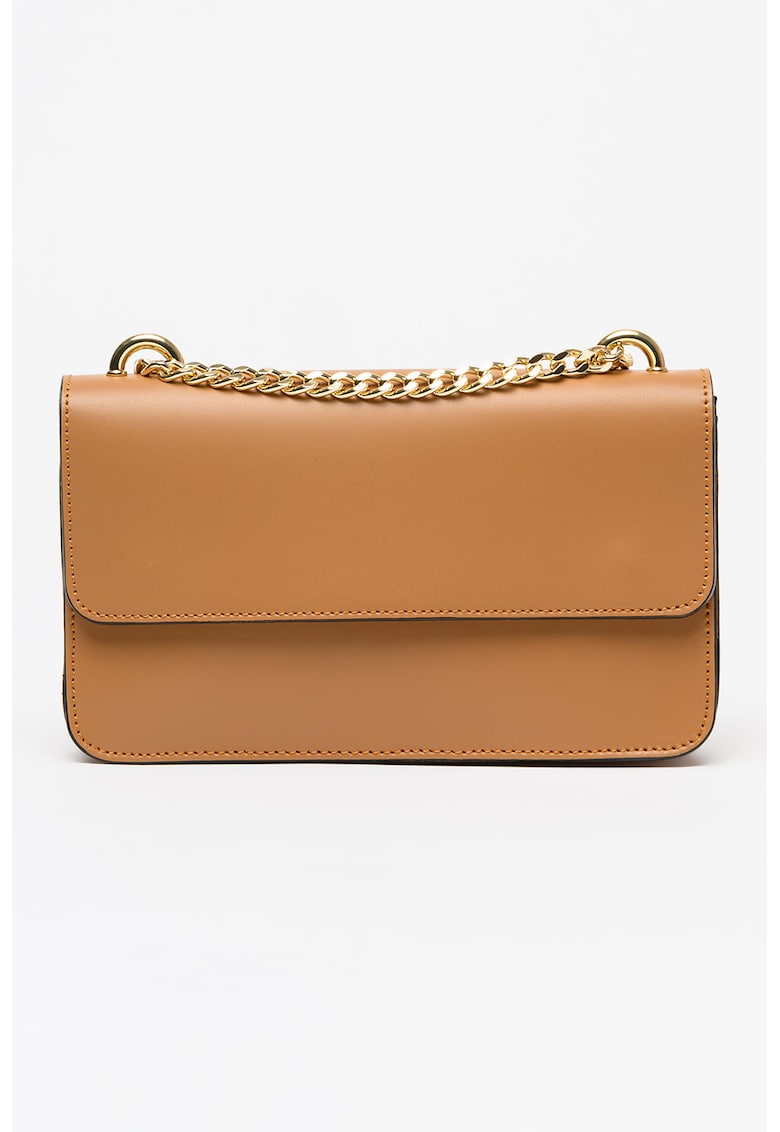 Geanta crossbody de piele cu clapa - Maro Siena