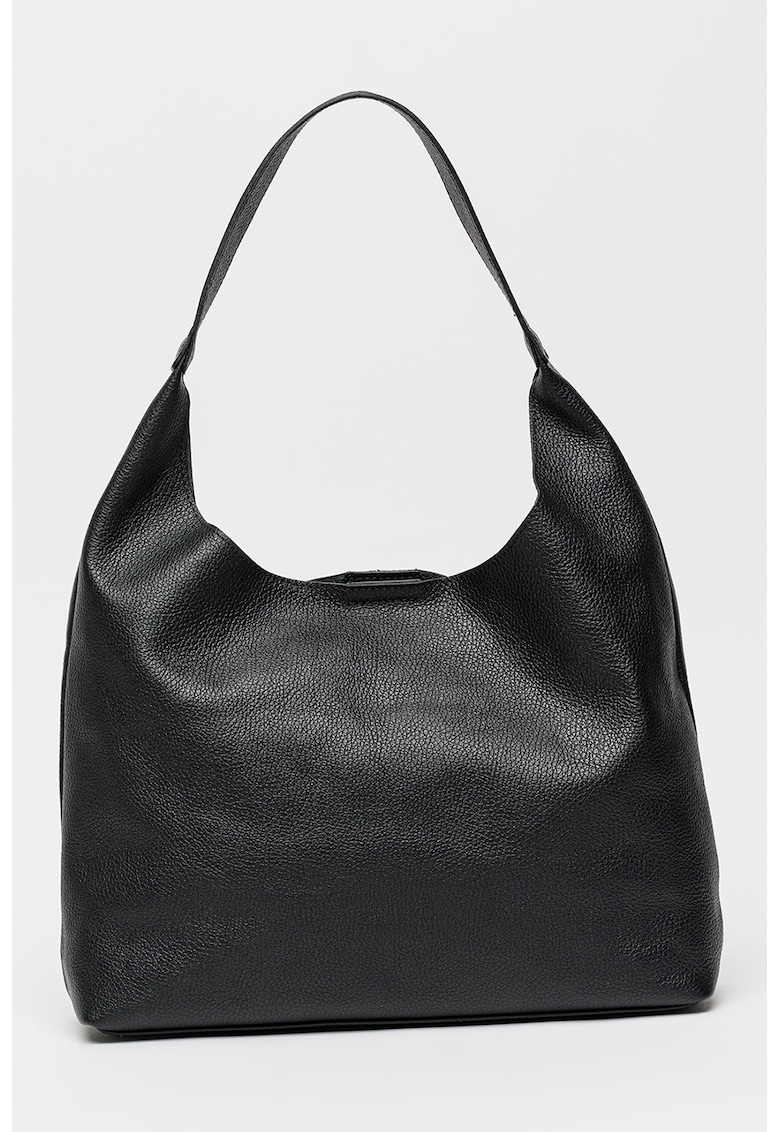 Geanta shopper uni de piele cu etui detasabil - Negru carbon