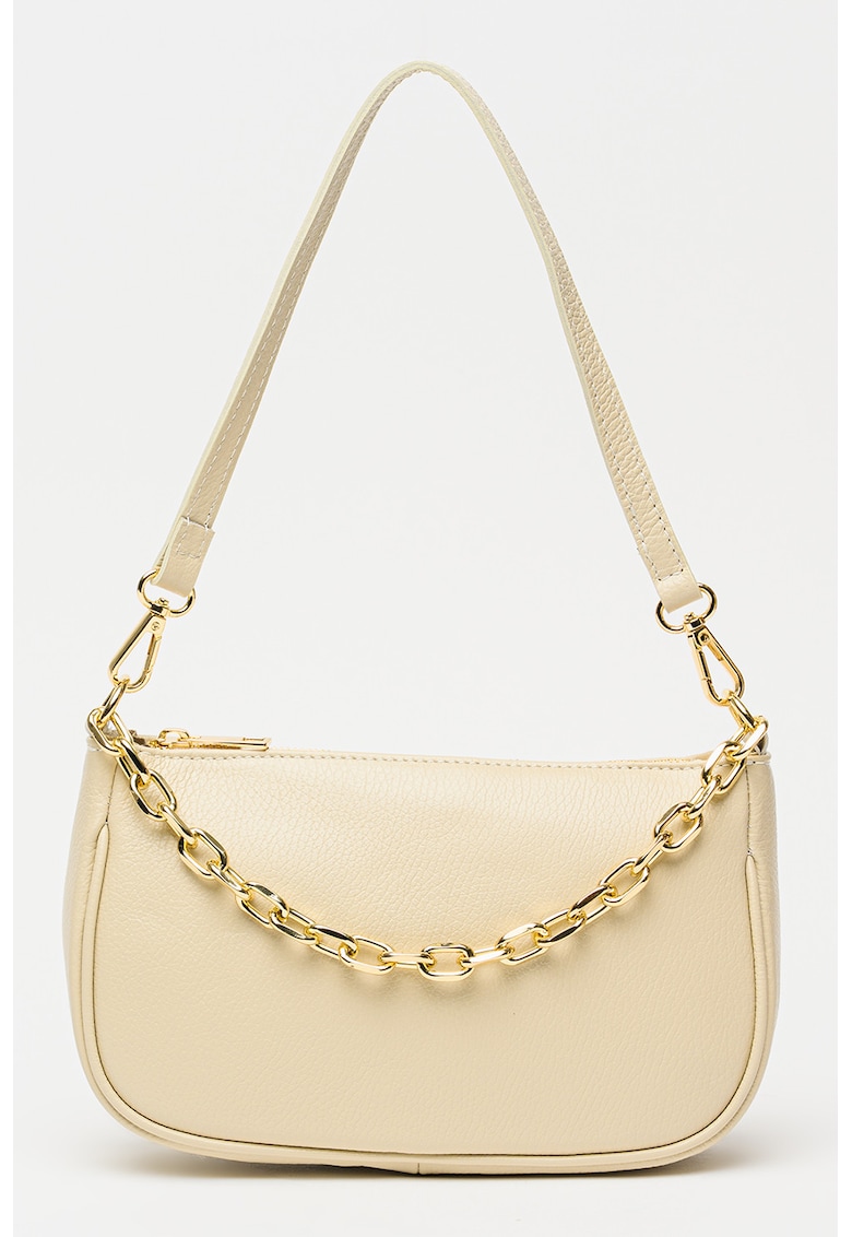 Geanta crossbody de piele granulata - Bej antichizat