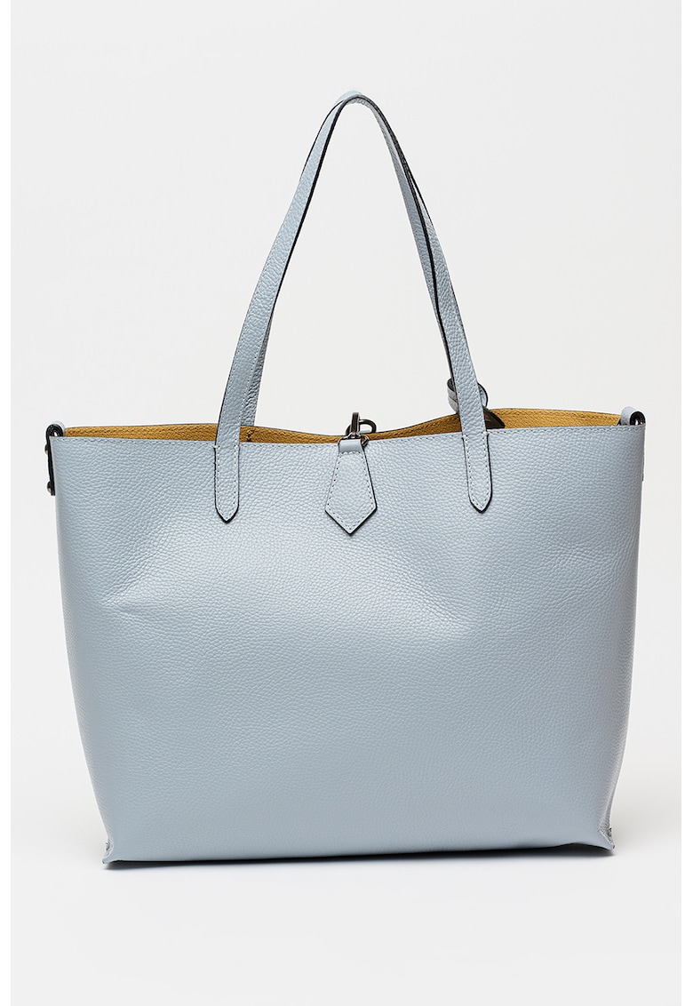 Geanta shopper de piele cu etui interior - Albastru stins