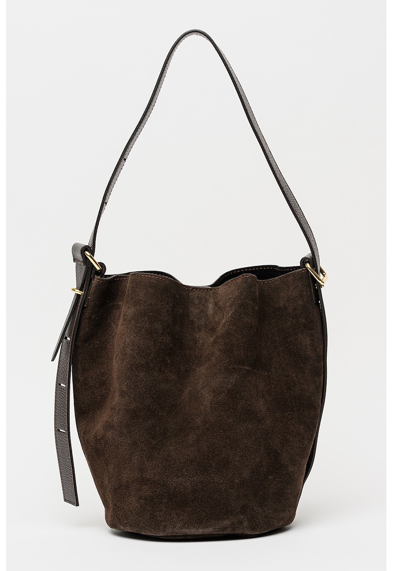 Geanta bucket de piele - Maro cafeniu
