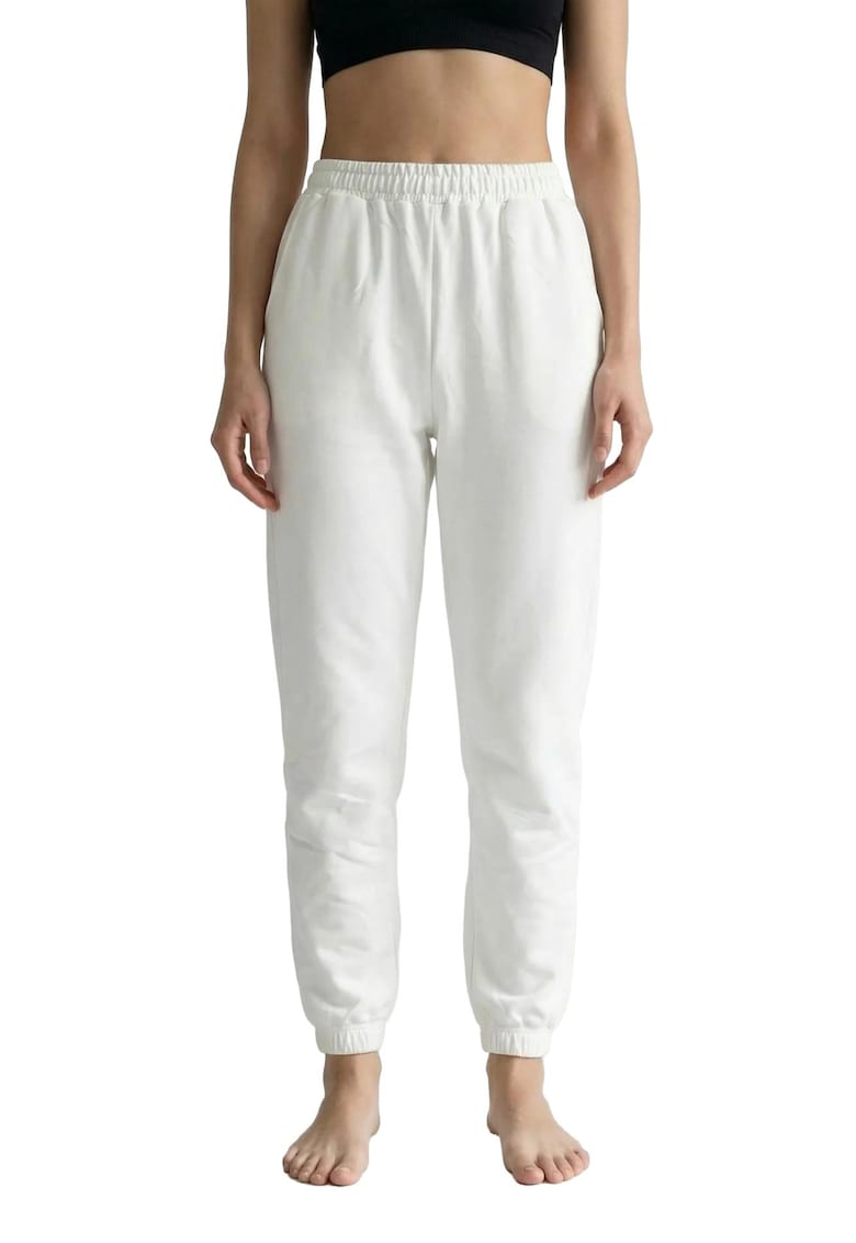 Pantaloni dama - Alb - Talie elastica